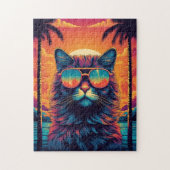 Maine Coon kat met zonnebril op het strand Legpuzzel (Verticaal)