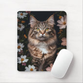Maine Coon Kat Omgeven Door Bloemen Muismat (Met muis)
