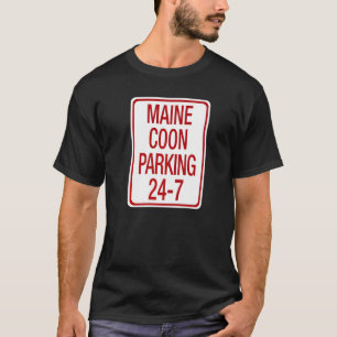 Maine Coon Kat Parkeer Verkeersbord Grap T-shirt