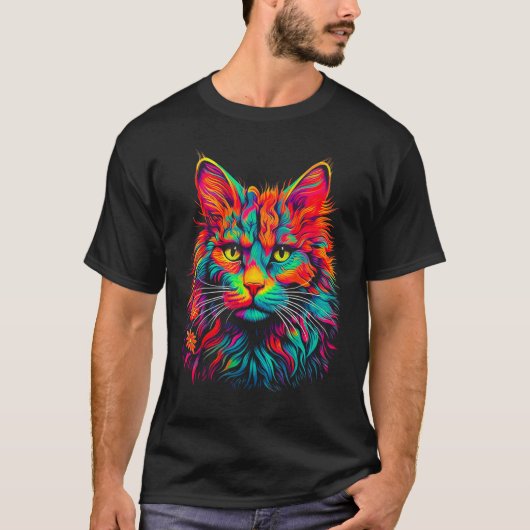 Maine Coon Kat Pop Art T-shirt (Voorkant)