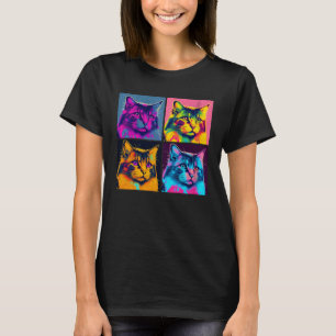 Maine Coon Kat Pop Illustratie Kleurrijk Dier  1 T-shirt