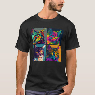 Maine Coon Kat Pop Illustratie Kleurrijk Dier  2 T-shirt