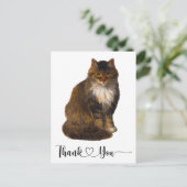 Maine Coon Kat Portret Kunst Bedankt Script Hart Briefkaart (Staand voorkant)