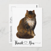 Maine Coon Kat Portret Kunst Dank u Script Hart Briefkaart (Voorkant / Achterkant)