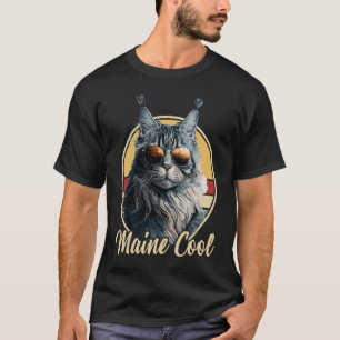 Maine Coon Kat Retro Outfit Maine Cool Dier Kitt T-shirt