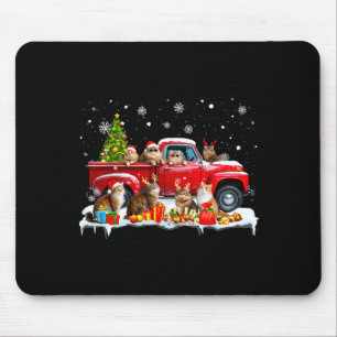 Maine Coon Kat Rode Truck Kerstboom Kerstman Lelij Muismat