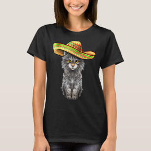 Maine Coon Kat Sombrero Mexicaans Kitten Dierenart T-shirt