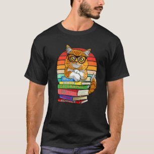 Maine Coon Kat Terug naar school Boekenwurm T-shirt