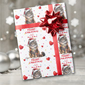 Maine Coon Kat Verpakt in Kerstverlichting Cadeaupapier