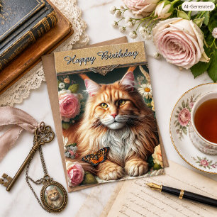 Maine Coon Kat Vintage Verjaardag voor Kat Liefheb Kaart