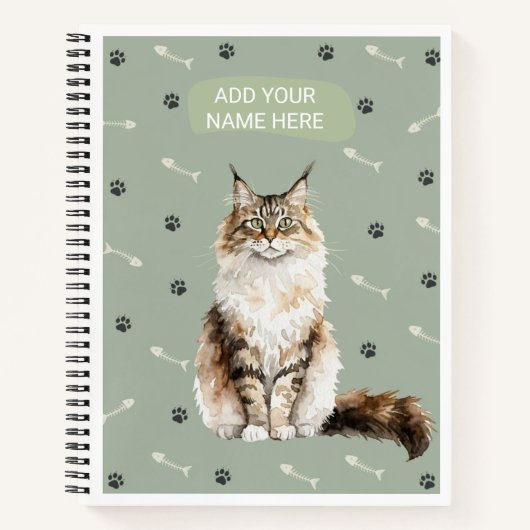 🐾 Maine Coon Kat Vis En Poten Notitieboek (Voorkant)