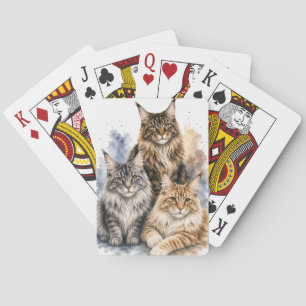 Maine Coon Kat Waterverf Speelkaarten