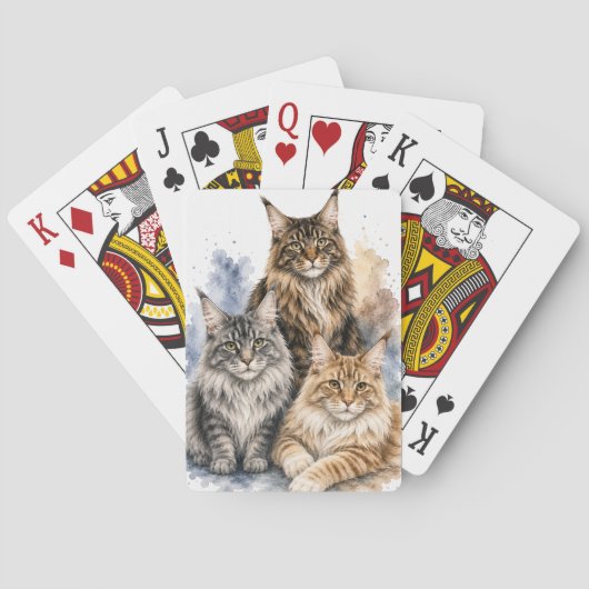 Maine Coon Kat Waterverf Speelkaarten (Achterkant)