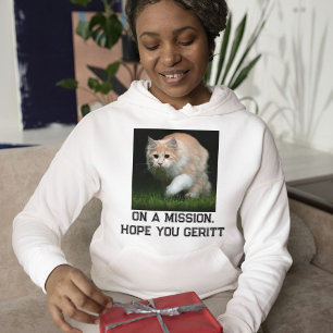 Maine Coon Kat Wit Aangepaste Zwarte Tekst Huisdie Hoodie