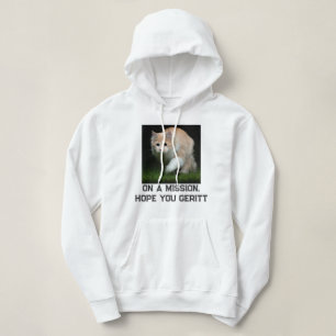 Maine Coon Kat Wit Aangepaste Zwarte Tekst Huisdie Hoodie