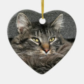 Maine Coon kattegezicht Keramisch Ornament (Voorkant)