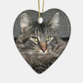 Maine Coon kattegezicht Keramisch Ornament (Links)