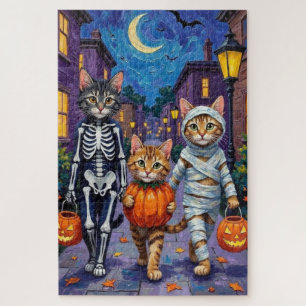 Maine Coon katten gaan langs voor trick-or-treat m Legpuzzel
