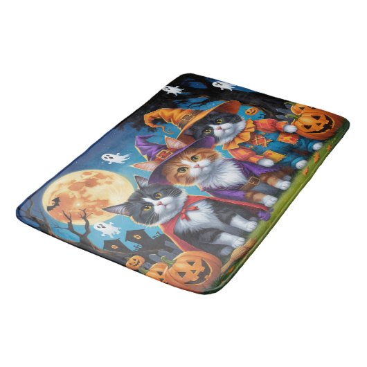Maine Coon Katten Pompoen Halloween Grappig Badmat (Gekanteld)