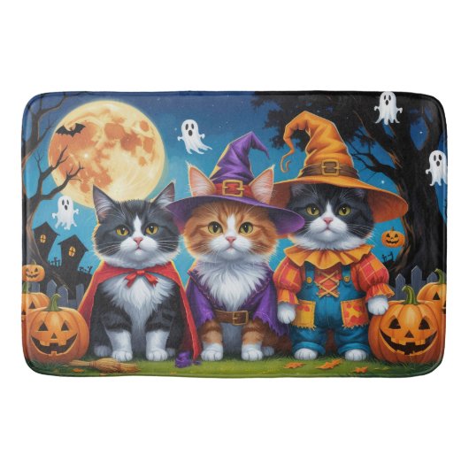 Maine Coon Katten Pompoen Halloween Grappig Badmat (Voorkant)