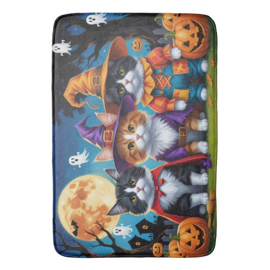 Maine Coon Katten Pompoen Halloween Grappig Badmat (Voorkant Verticaal)