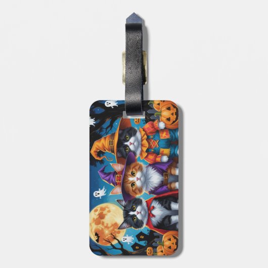 Maine Coon Katten Pompoen Halloween Grappig Bagagelabel (Achterkant verticaal)