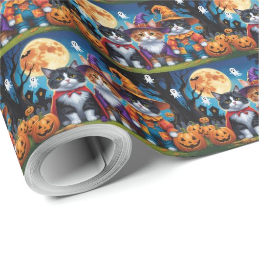 Maine Coon Katten Pompoen Halloween Grappig Cadeaupapier (Rol Hoek)