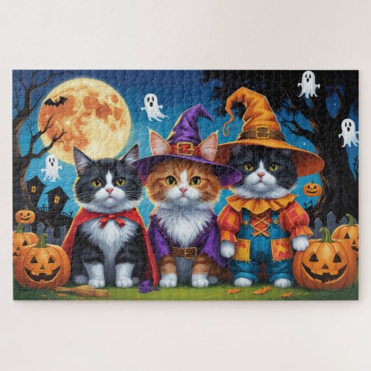 Maine Coon Katten Pompoen Halloween Grappig Legpuzzel (Horizontaal)