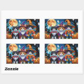 Maine Coon Katten Pompoen Halloween Grappig Rechthoekige Sticker (Vel)