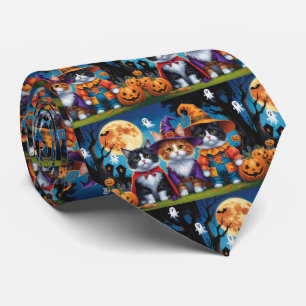 Maine Coon Katten Pompoen Halloween Grappig Stropdas