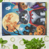 Maine Coon Katten Pompoen Halloween Grappig Theedoek (Gevouwen)