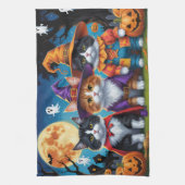 Maine Coon Katten Pompoen Halloween Grappig Theedoek (Verticaal)