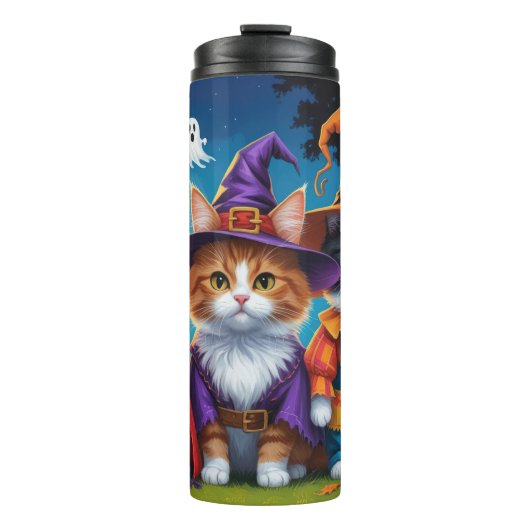 Maine Coon Katten Pompoen Halloween Grappig Thermosbeker (Voorkant)