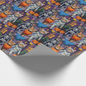 Maine Coon Katten Trick-or-Treating in Halloween Cadeaupapier (Hoek)