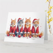Maine Coon Kerstjurk Kerstman Hoed Kaart (Gele Bloem)
