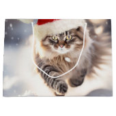 Maine Coon Kerstkat In Sneeuw Groot Cadeauzakje (Voorkant)
