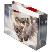 Maine Coon Kerstmis Kat In Sneeuw Groot Cadeauzakje (Voorkant Gekanteld)