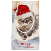 Maine Coon Kerstmis Kat In Sneeuw Klein Cadeauzakje (Voorkant)