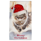 Maine Coon Kerstmis Kat In Sneeuw Klein Cadeauzakje (Voorkant)