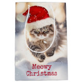 Maine Coon Kerstmis Kat In Sneeuw Medium Cadeauzakje (Voorkant)
