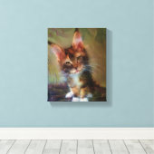 Maine Coon Kitten Art - Pick Me - Rechthoekige kun Canvas Afdruk (Insitu (Houten vloer))