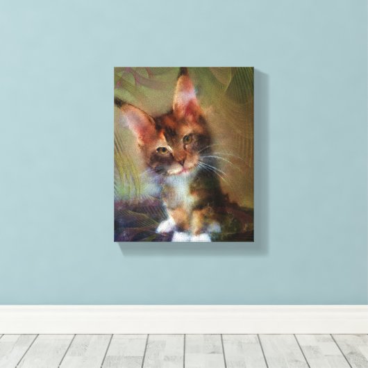 Maine Coon Kitten Art - Pick Me - Rechthoekige kun Canvas Afdruk (Insitu (Houten vloer))