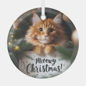 Maine Coon Kitten Meowy Christmas Glass Ornament (Voorkant)