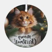 Maine Coon Kitten Meowy Christmas Glass Ornament (Achterkant)