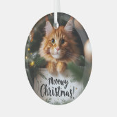 Maine Coon Kitten Meowy Christmas Glass Ornament (Voorkant links)