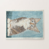 Maine Coon Kitten Originele Waterverf Schilderen Legpuzzel (Horizontaal)