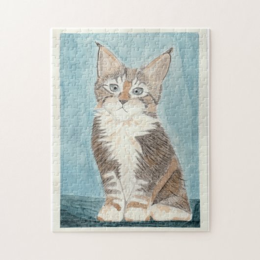 Maine Coon Kitten Originele Waterverf Schilderen Legpuzzel (Verticaal)