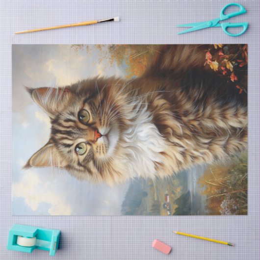 Maine Coon Kitten Portret Decoupage Tissuepapier (Craft)