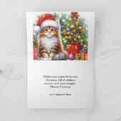 Maine Coon Kitten Sitting By Christmas Tree  Feestdagen Kaart (Binnen)