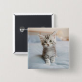 Maine Coon Kitten Vierkante Button 5,1 Cm (Voorkant /achterkant)